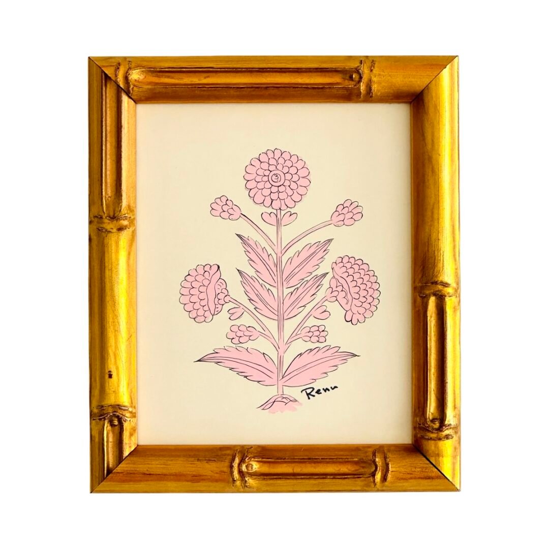 Hand-Painted Jaipur Baby Pink Floral Motif Painting