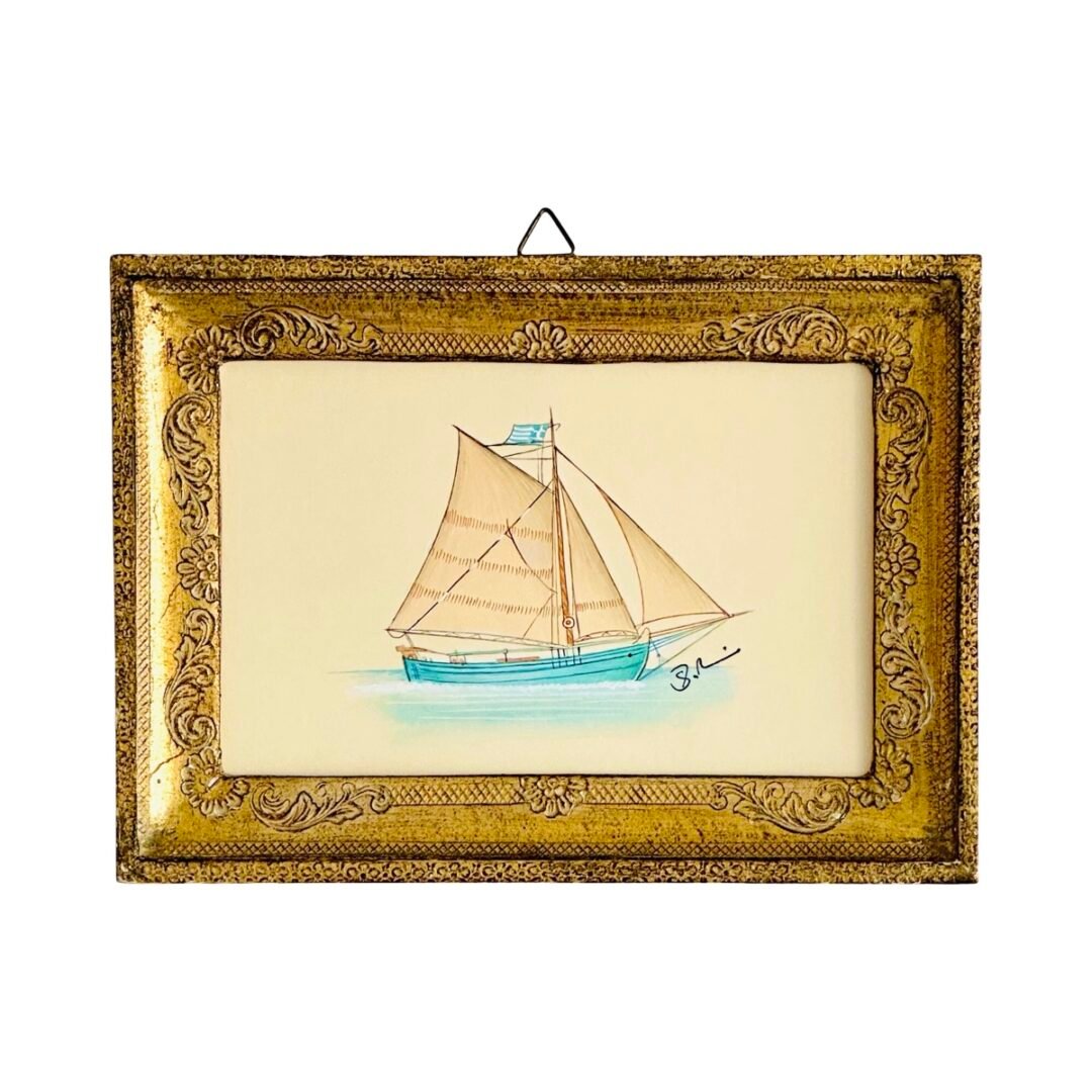 Hand-Painted Sailboat Painting, Bluebell