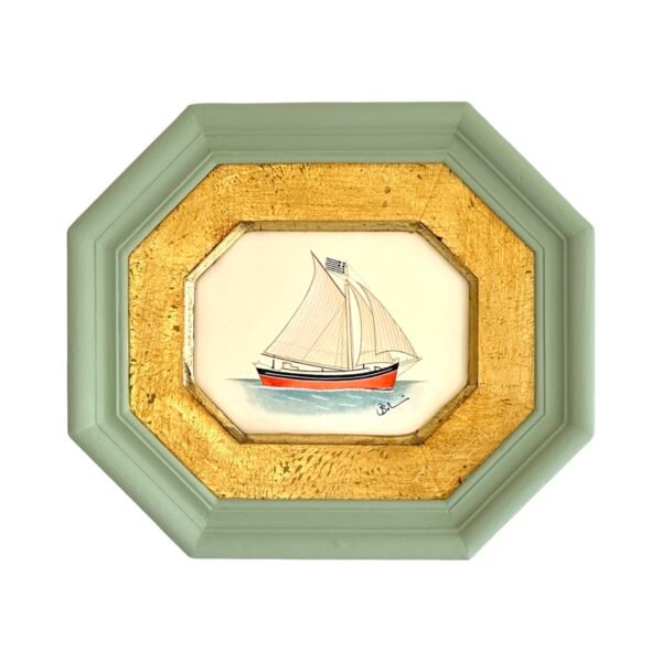 Hand-Painted Sailboat Painting, Sunset Drifter
