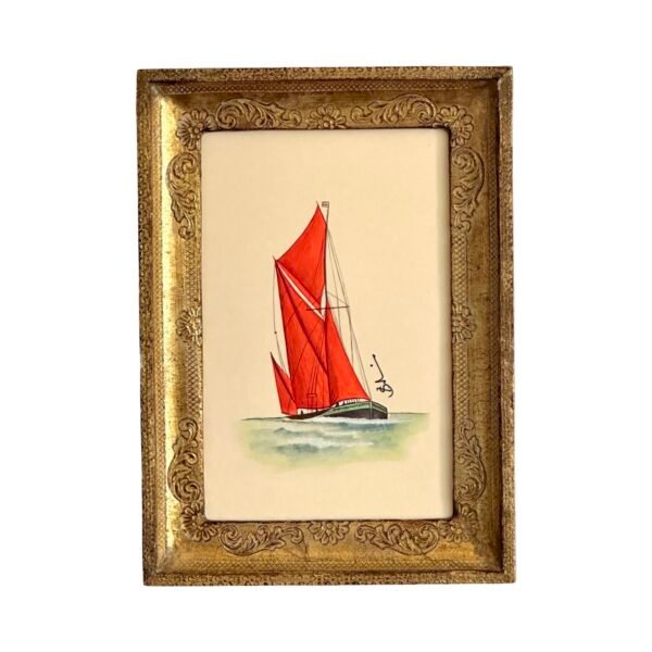Hand-Painted Sailboat Painting, Coral Skies