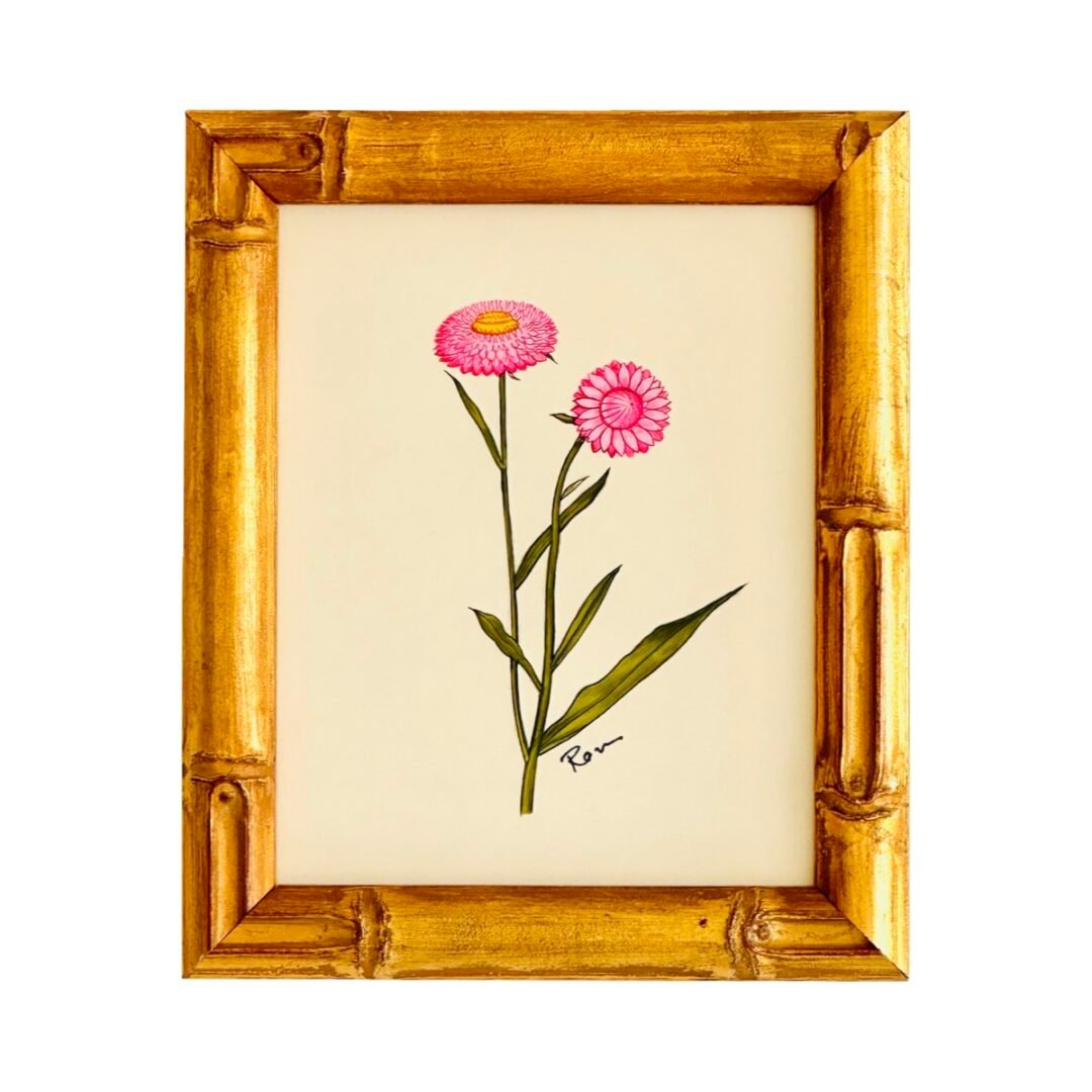 Hand-Painted Floral Painting, Pink Meadow