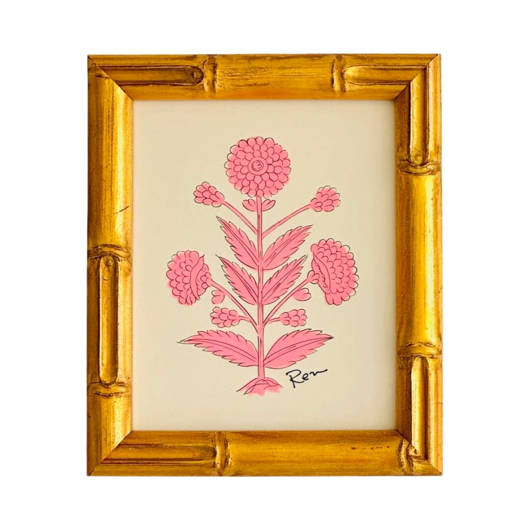 Hand-Painted Jaipur Pink Floral Motif Painting