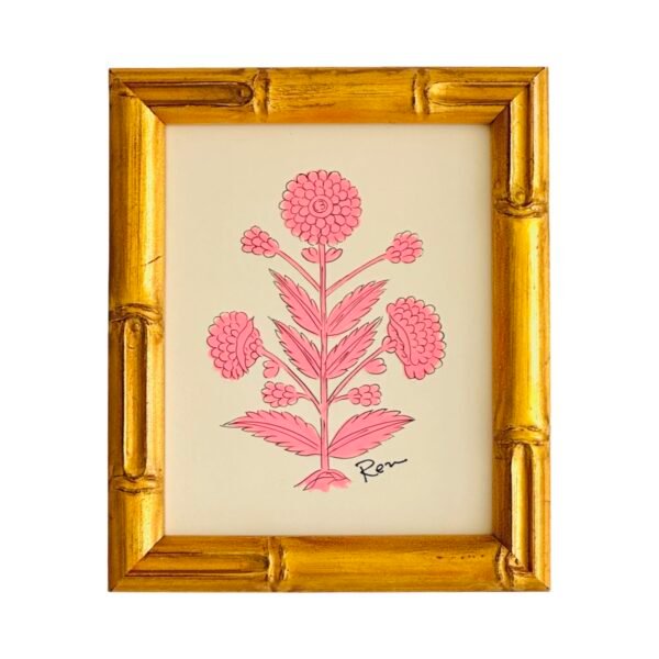 Hand-Painted Jaipur Pink Floral Motif Painting