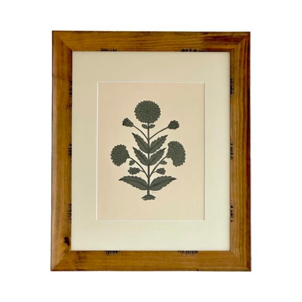 Hand-Painted Jaipur Gray Floral Motif Painting