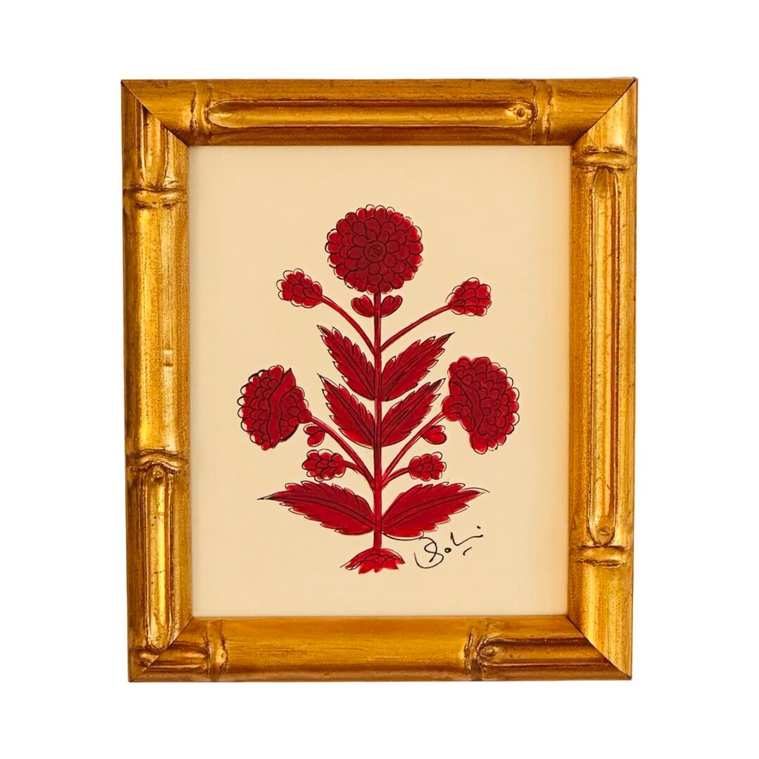 Hand-Painted Jaipur Red Floral Motif Painting