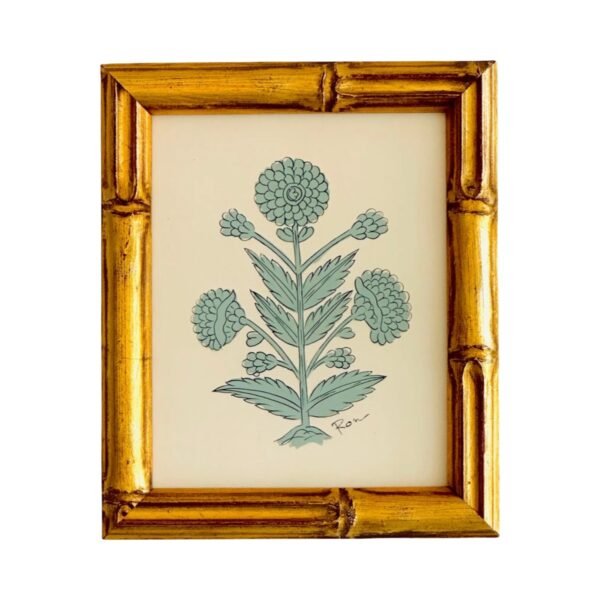Hand-Painted Sage Green Floral Motif Painting