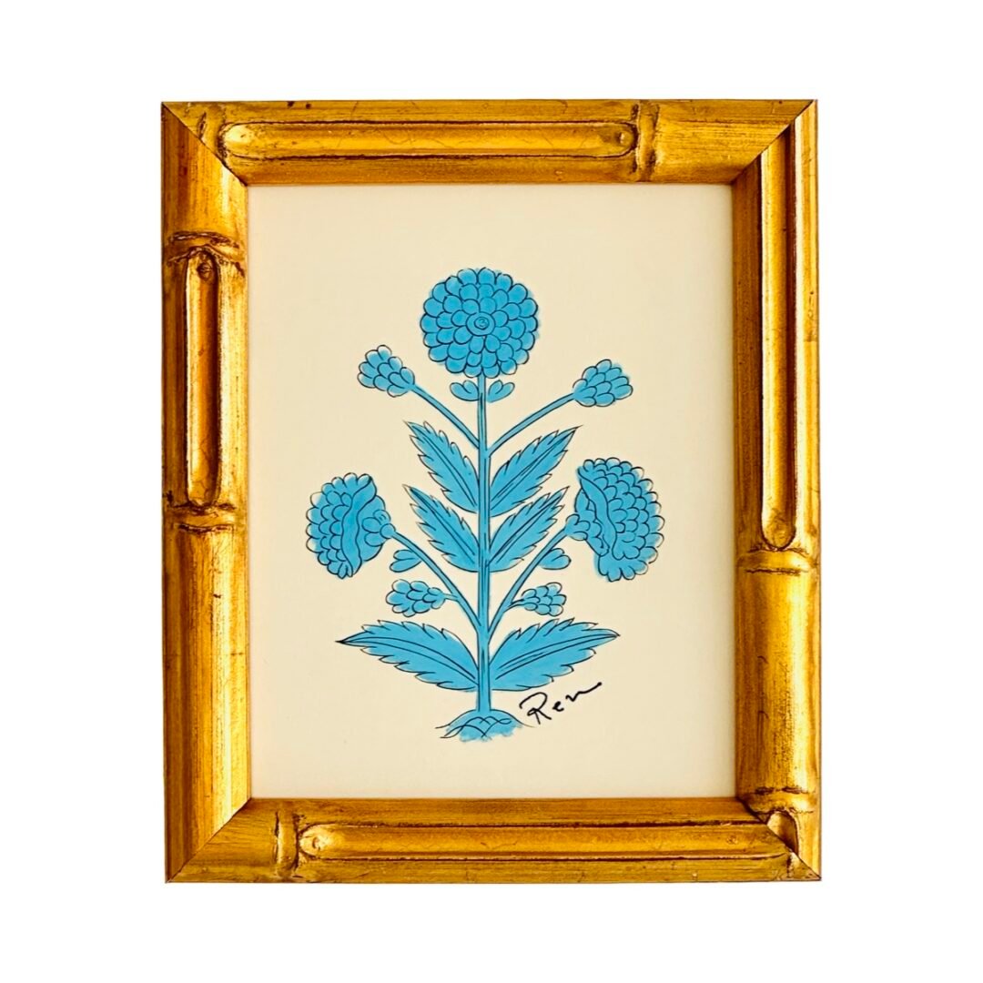 Hand-Painted Jaipur Blue Floral Motif Painting