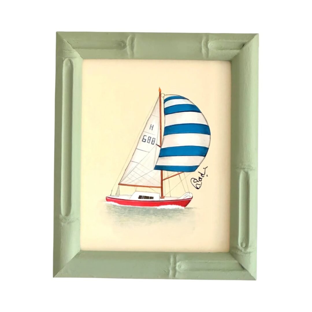 Hand-Painted Sailboat Painting, Sunny Skies