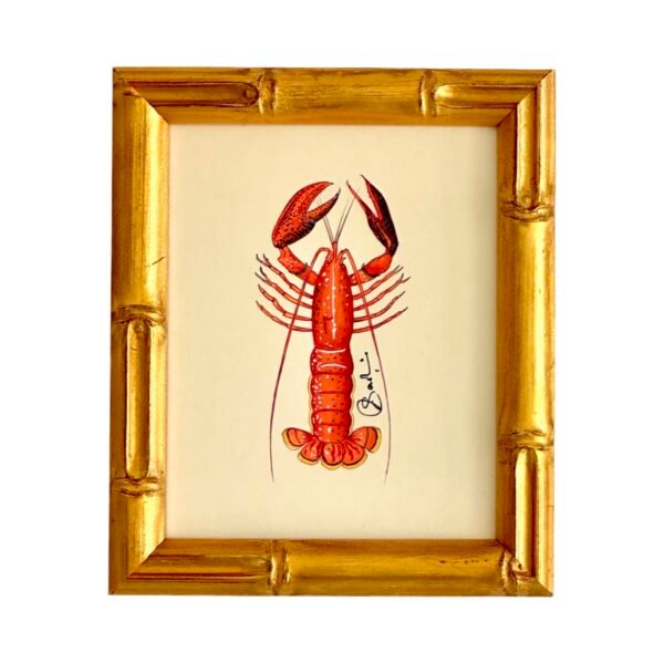 Hand-Painted Orange Lobster Painting, Coral