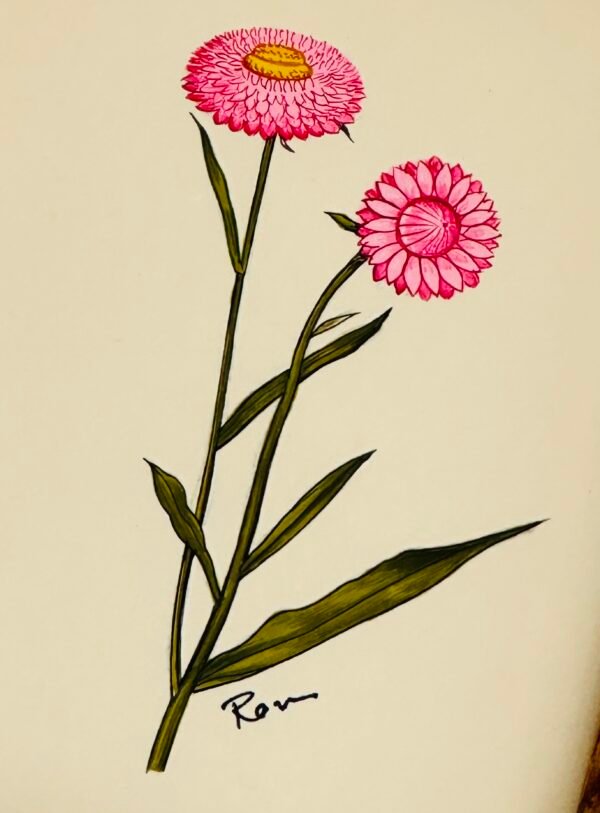Hand-Painted Floral Painting, Pink Meadow - Image 2