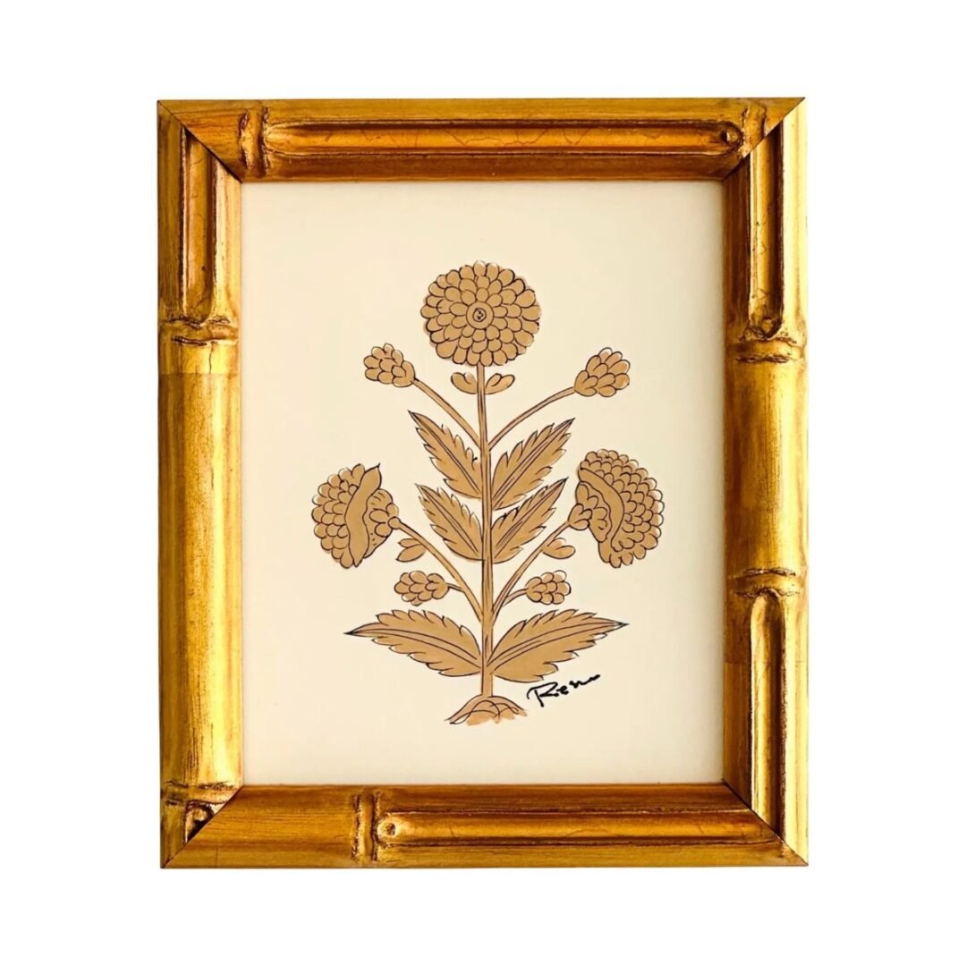 Hand-Painted Jaipur Brown Floral Motif Painting