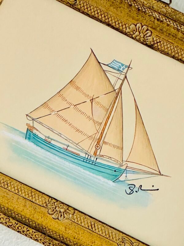 Hand-Painted Sailboat Painting, Bluebell - Image 2