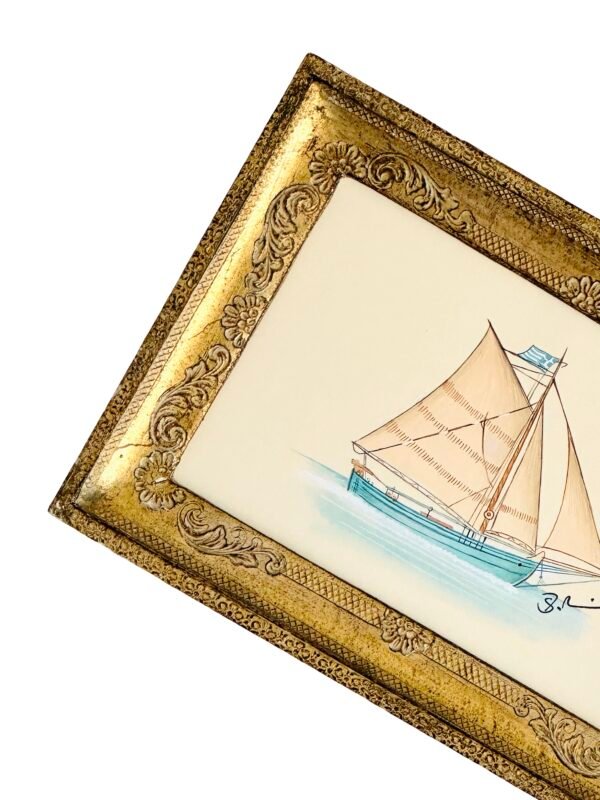 Hand-Painted Sailboat Painting, Bluebell - Image 3