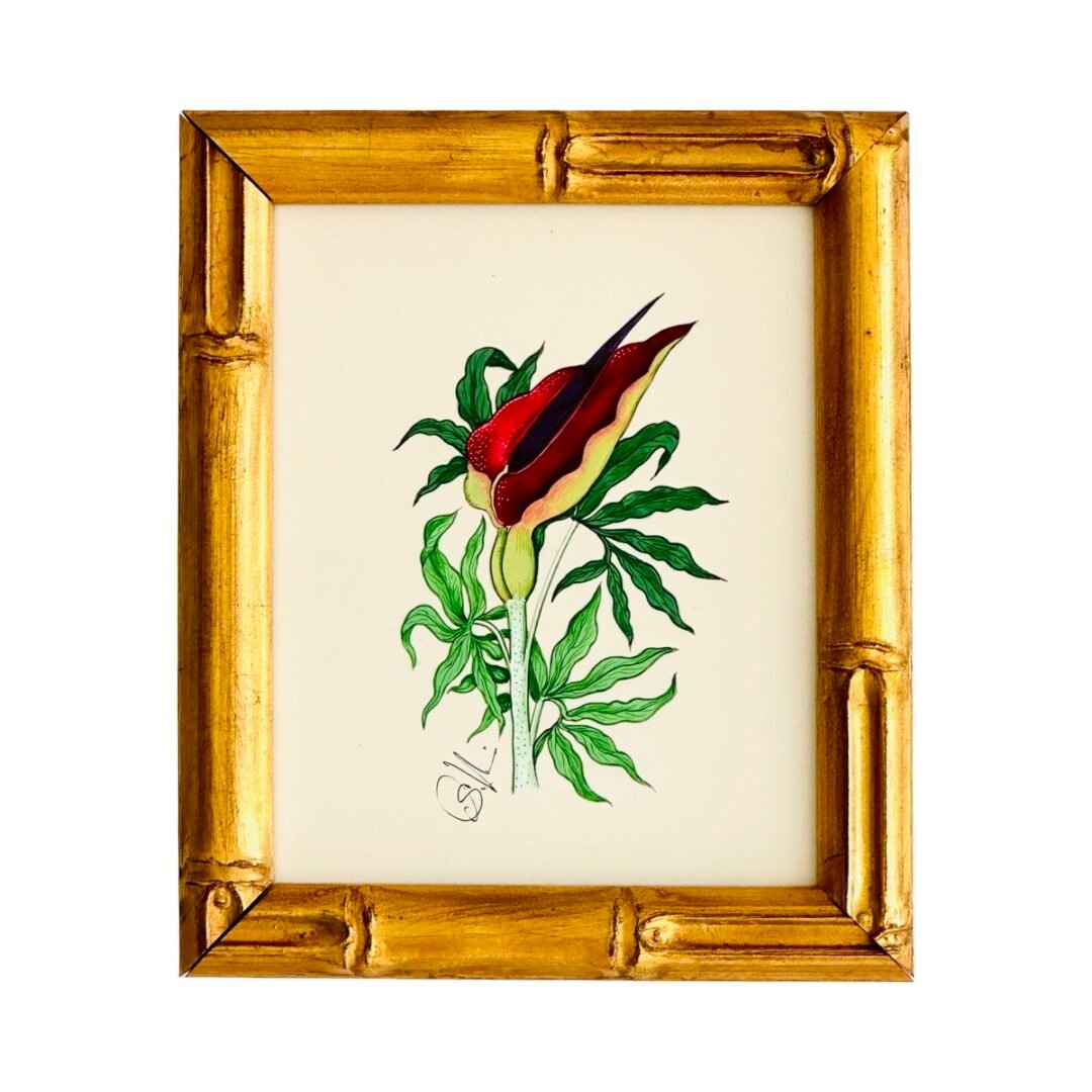 Hand-Painted Floral Painting, Berry Rouge