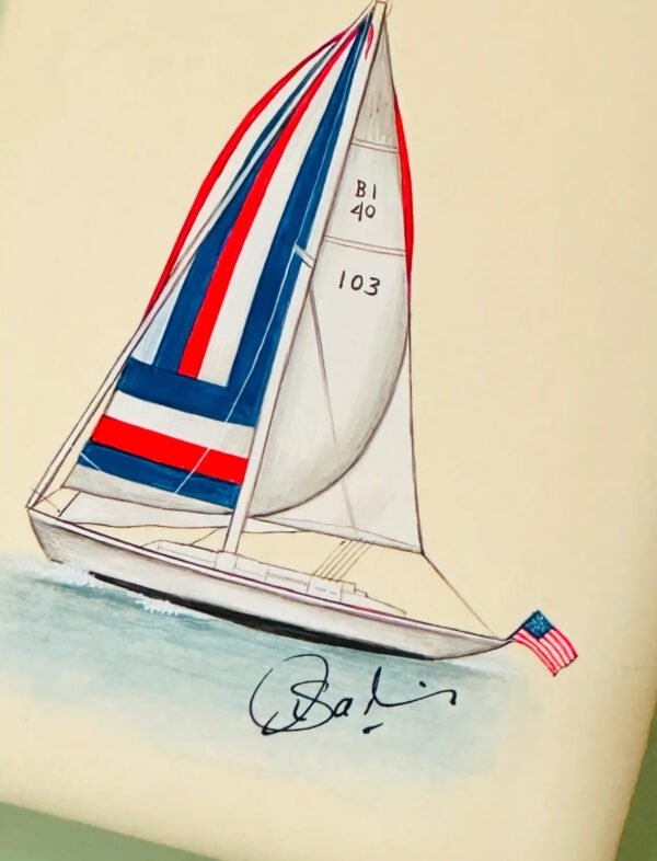 Hand-Painted Sailboat Painting, Captain Sprout - Image 2