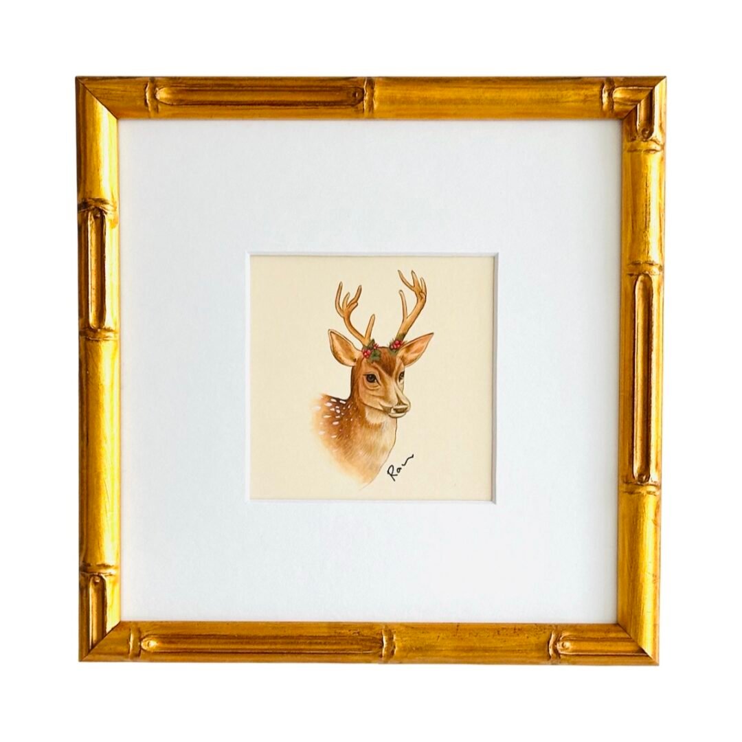 Hand-Painted Reindeer Painting, Rudy