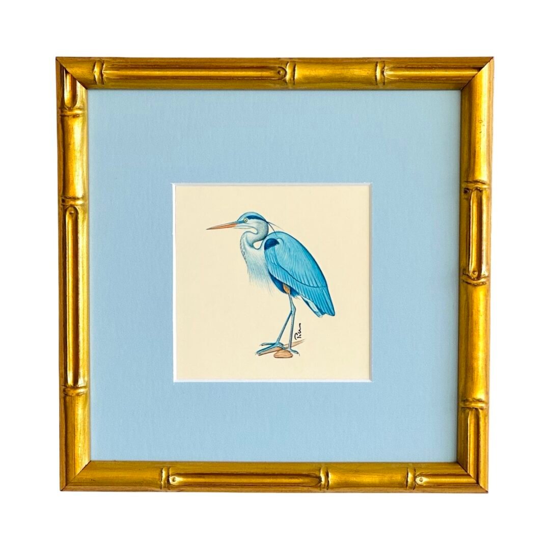 Hand-Painted Heron Painting, Ciel