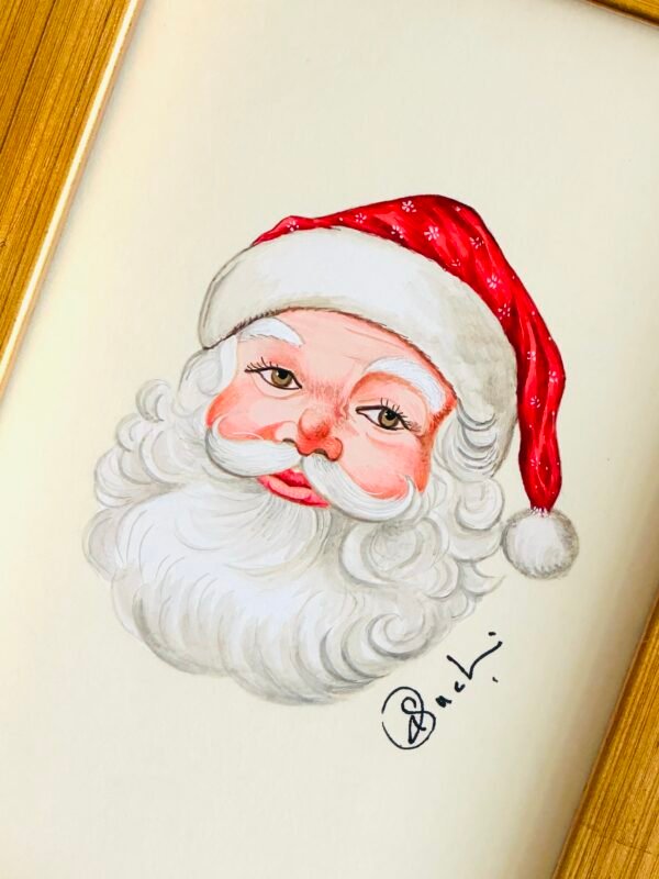 Hand-Painted Santa Painting - Image 2