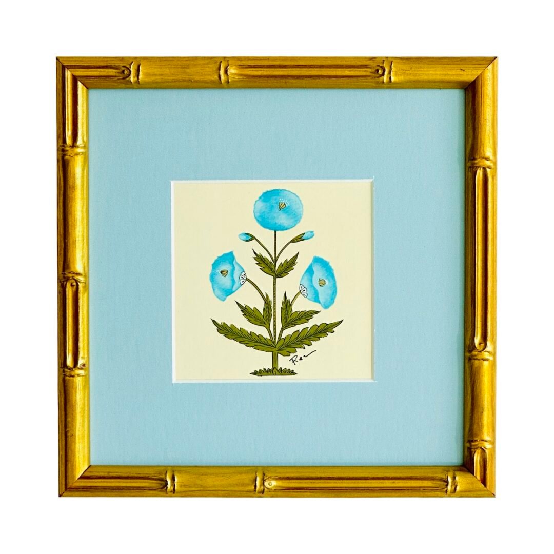 Hand-Painted Jaipur Blue & Green Floral Motif Painting