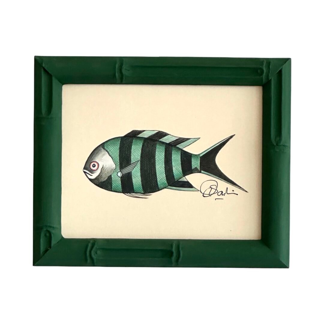 Hand-Painted Fish Painting, Jade