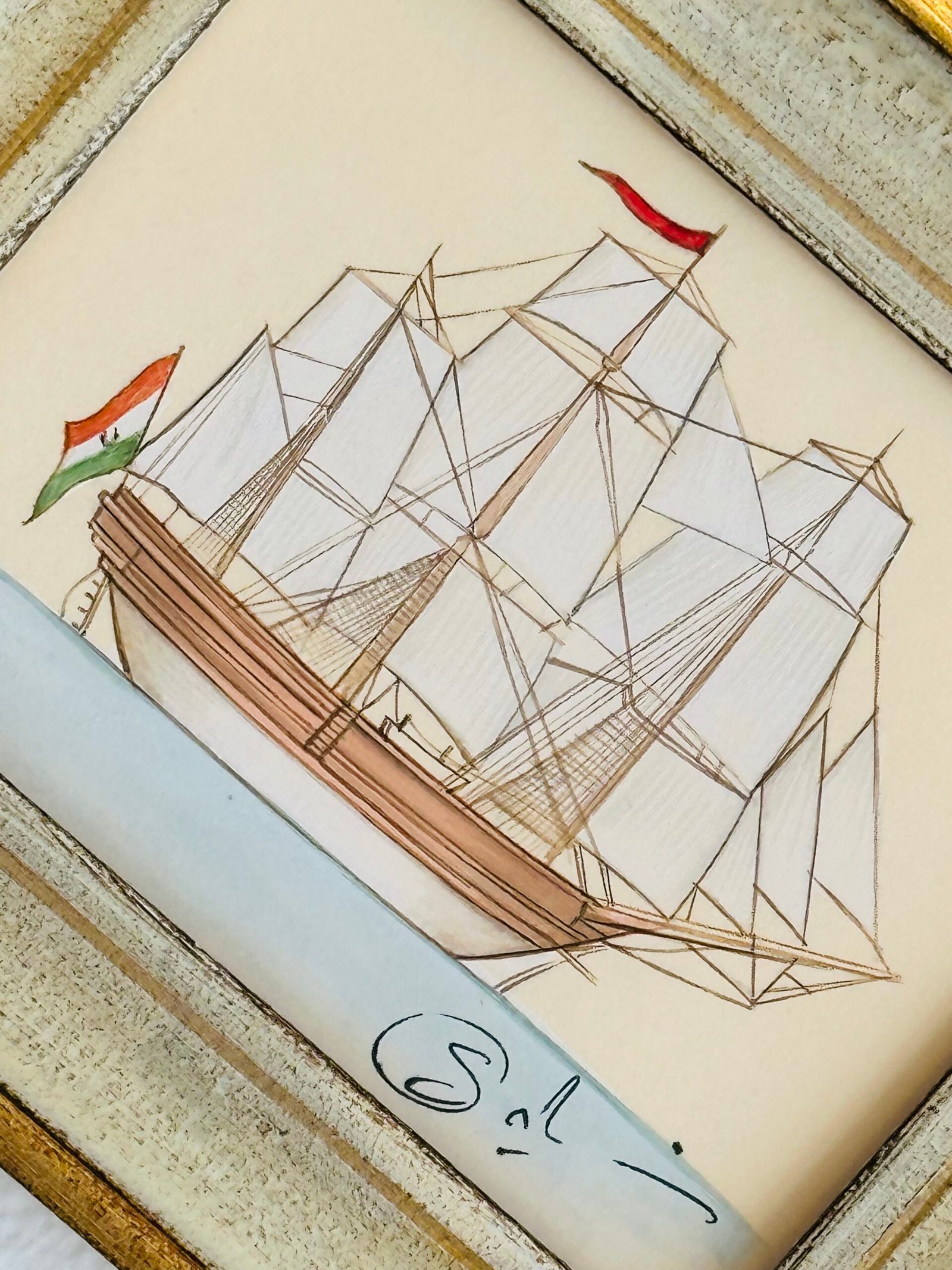 Hand-Painted Sailboat Painting, Sea Biscuit - Image 2