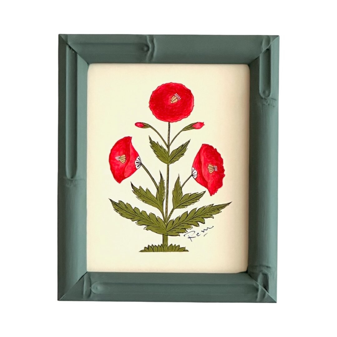 Hand-Painted Jaipur Red and White Floral Motif Painting