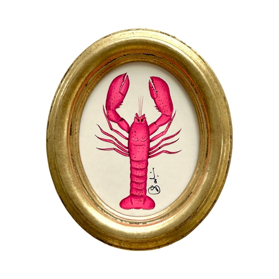 Hand-Painted Pink Lobster Painting, Dorthy
