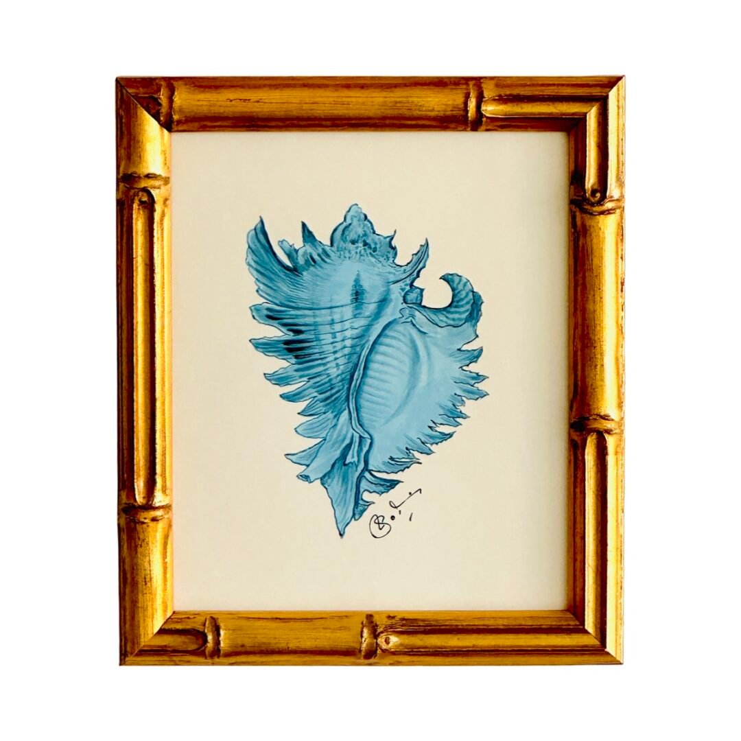 Hand-Painted Blue Seashell Painting