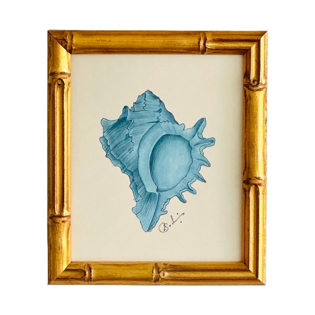 Hand-Painted Blue Seashell Painting