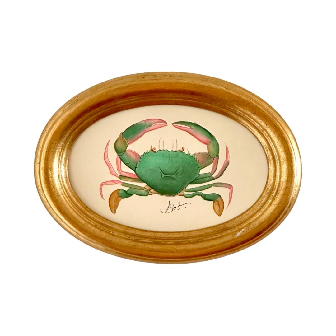 Hand-Painted Emerald Green Crab Painting, Kiwi