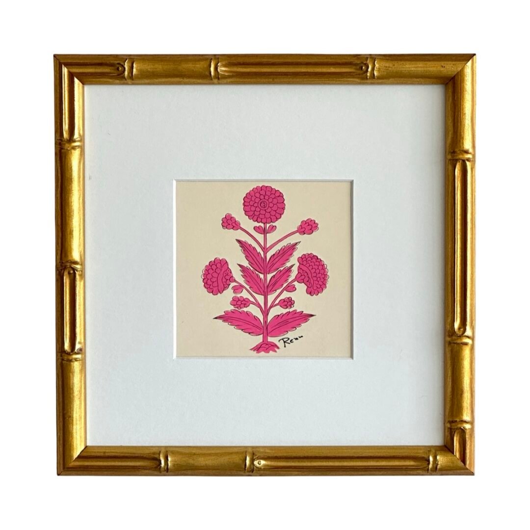 Hand-Painted Jaipur Pink Floral Motif Painting