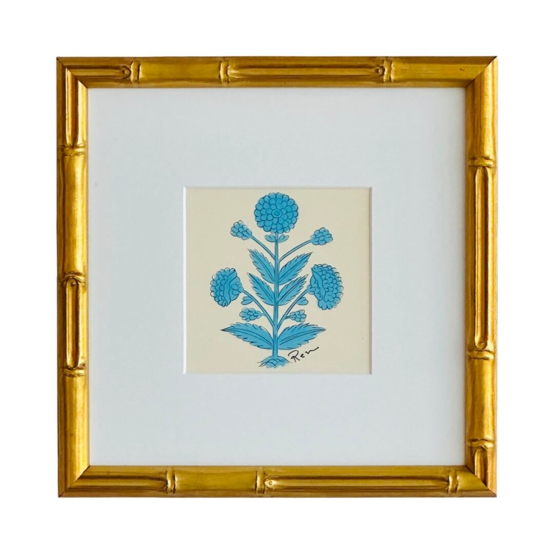 Hand-Painted Jaipur Blue Floral Motif Painting