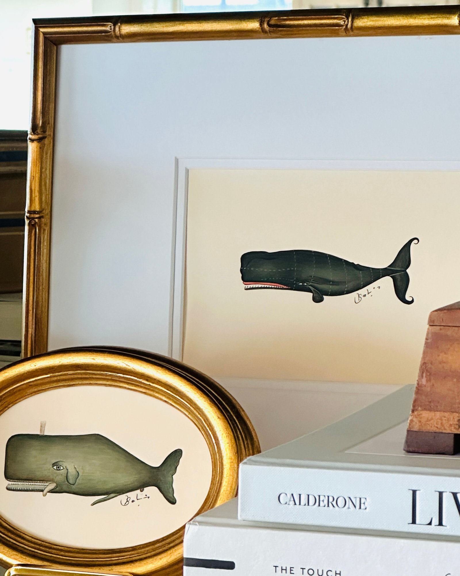 Hand-Painted Whale Painting, Harbor - Image 3