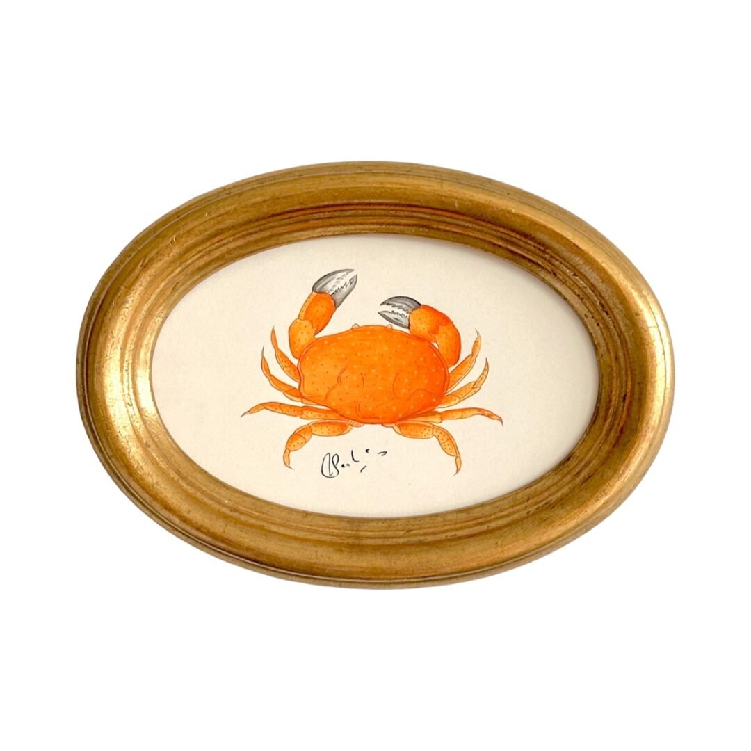 Hand-Painted Orange Crab Painting, Coral