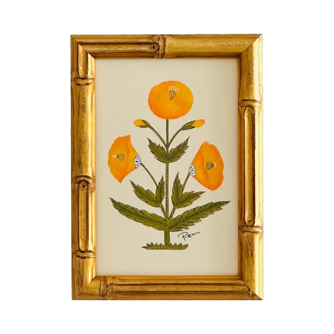 Hand-Painted Jaipuri Orange Motif Painting