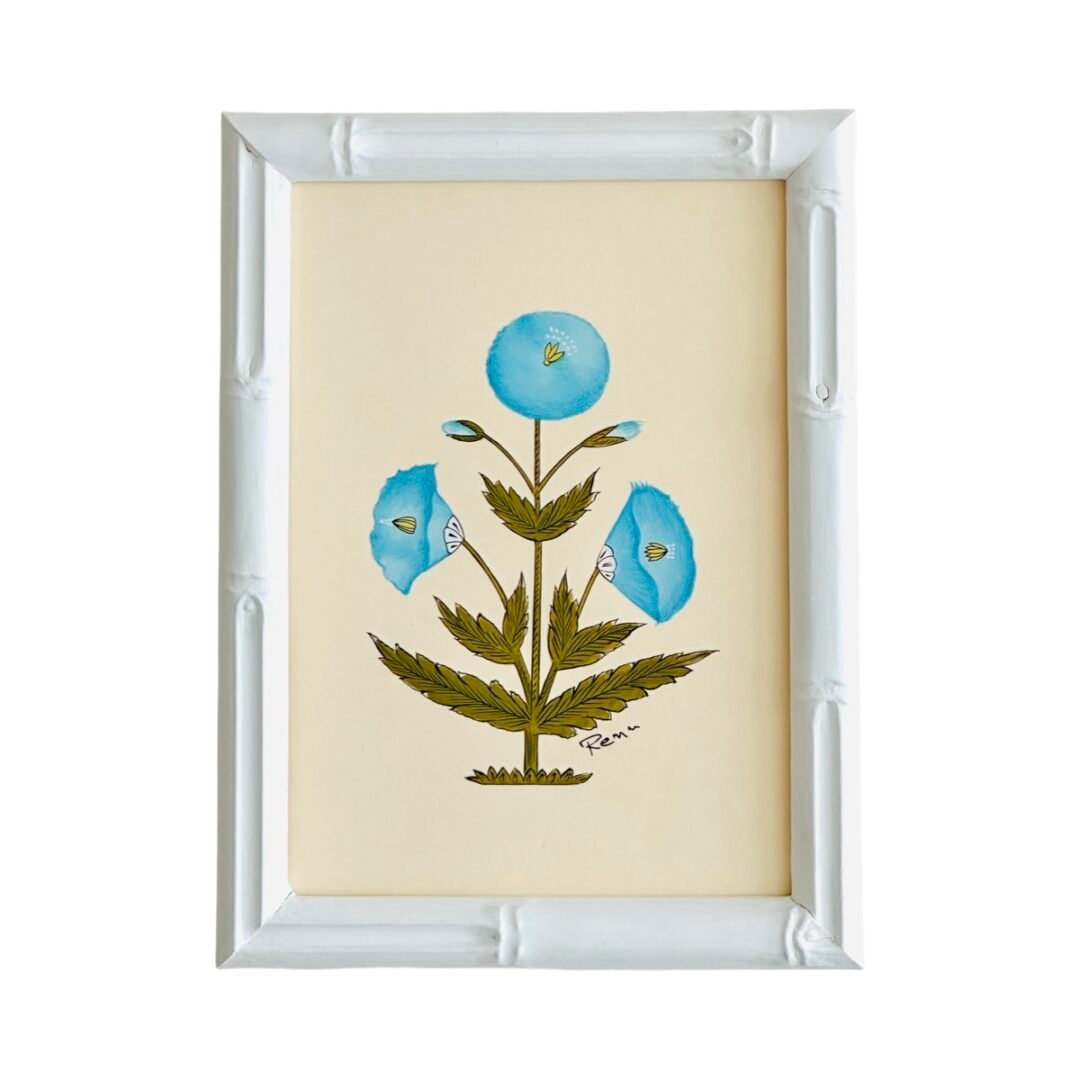 Hand-Painted Jaipuri Blue and White Floral Motif Painting