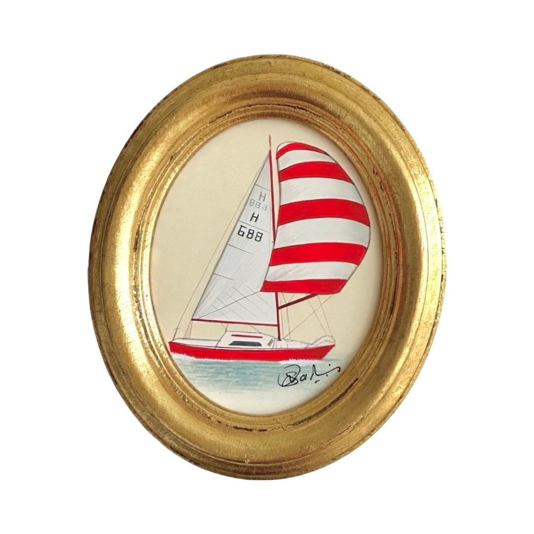 Hand-Painted Sailboat Painting, Candy Sail