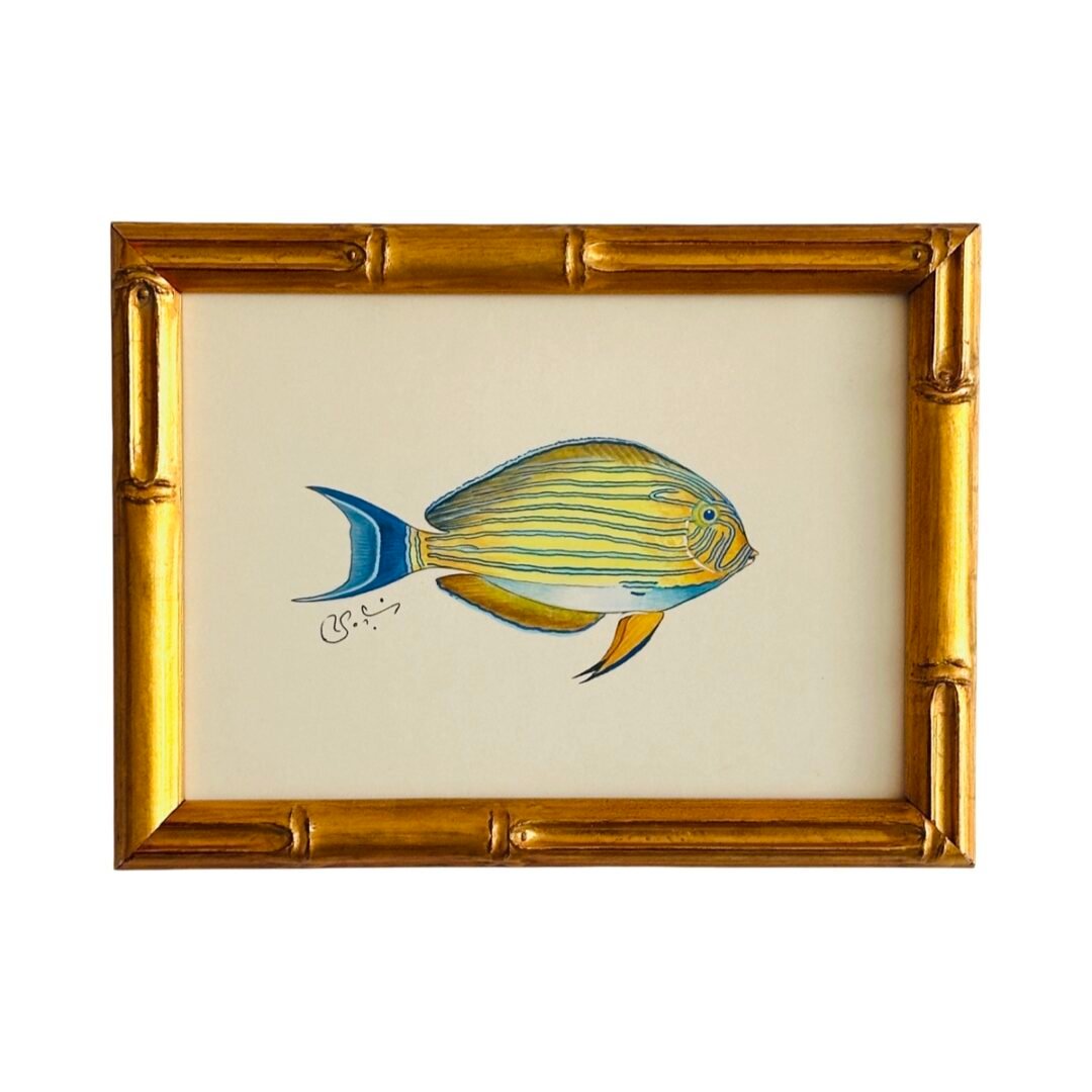 Hand-Painted Fish Painting, Saffron Stripe