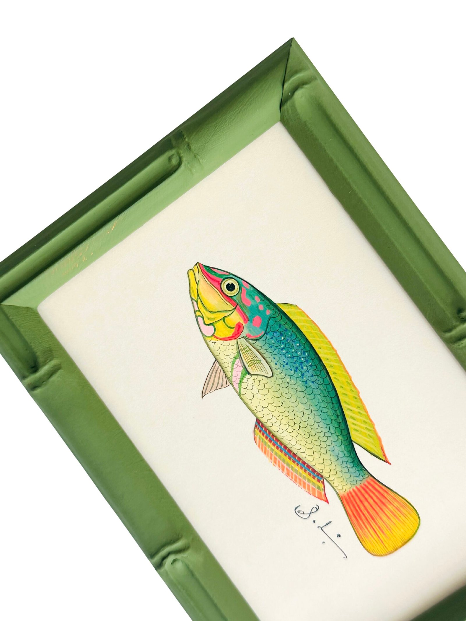 Hand-Painted Fish Painting, Nori - Image 2