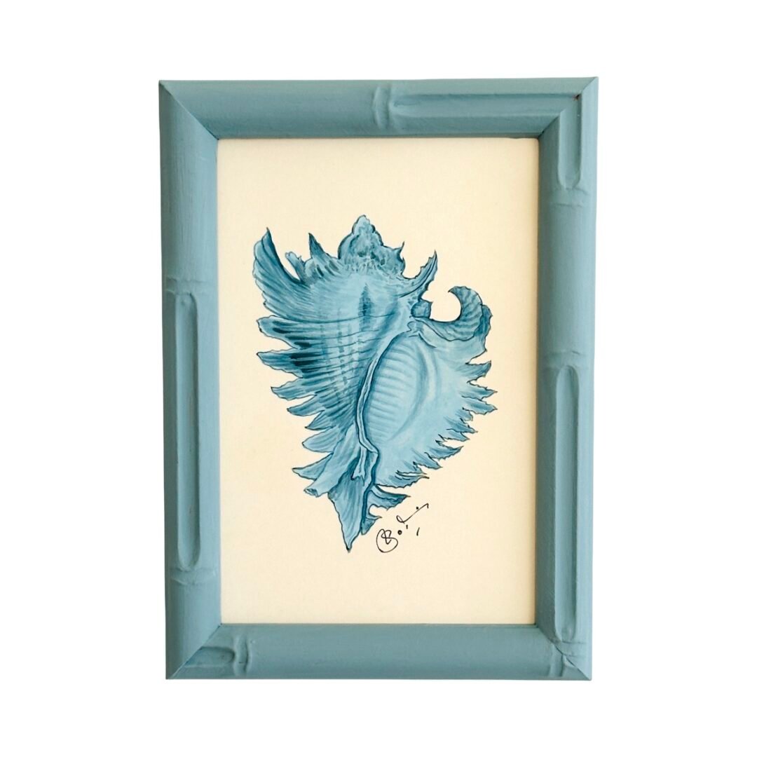 Hand-Painted Blue Seashell Painting