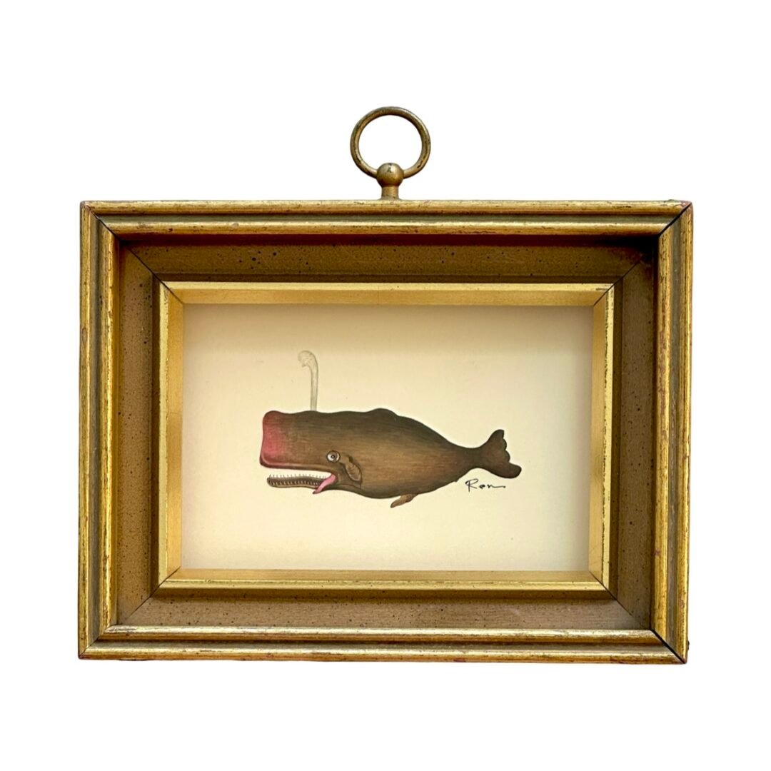 Hand-Painted Baby whale Painting, Cocoa