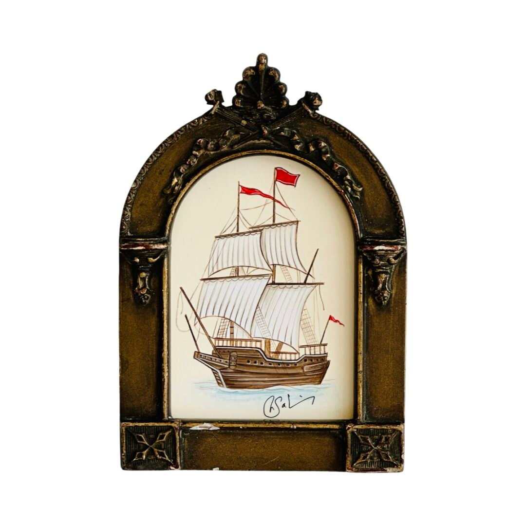Hand-Painted Sailboat Painting, Scarlet Voyage