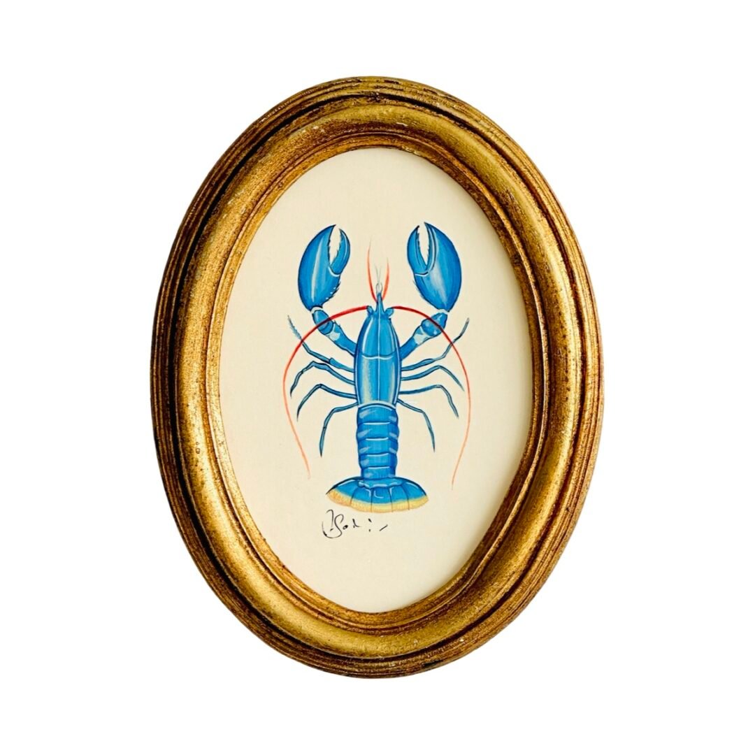 Hand-Painted Blue Lobster Painting, Cove