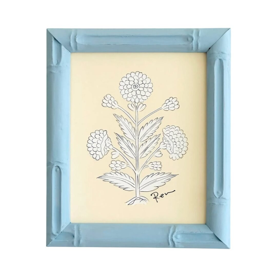 Hand-Painted Jaipur White Floral Motif Painting
