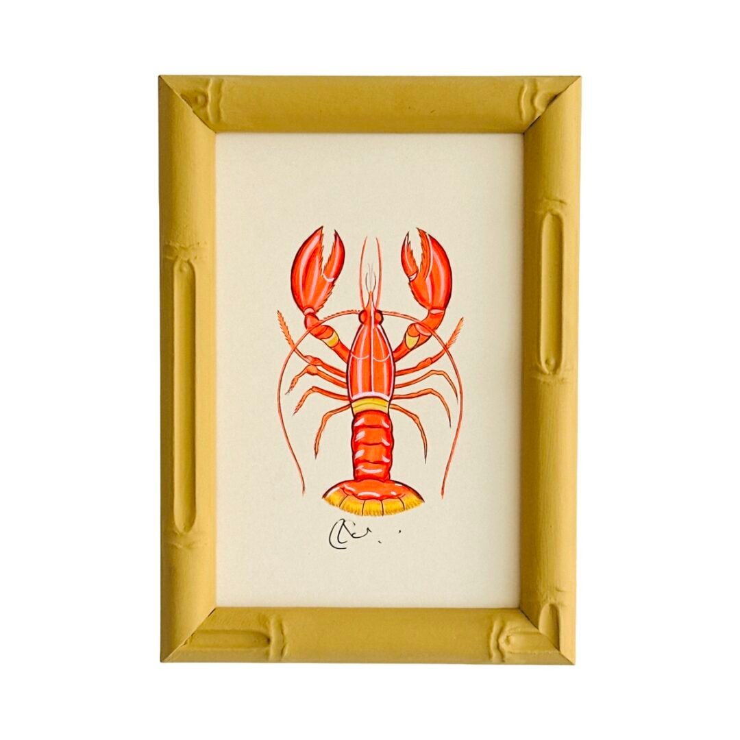 Hand-Painted Orange Lobster Painting, Sol