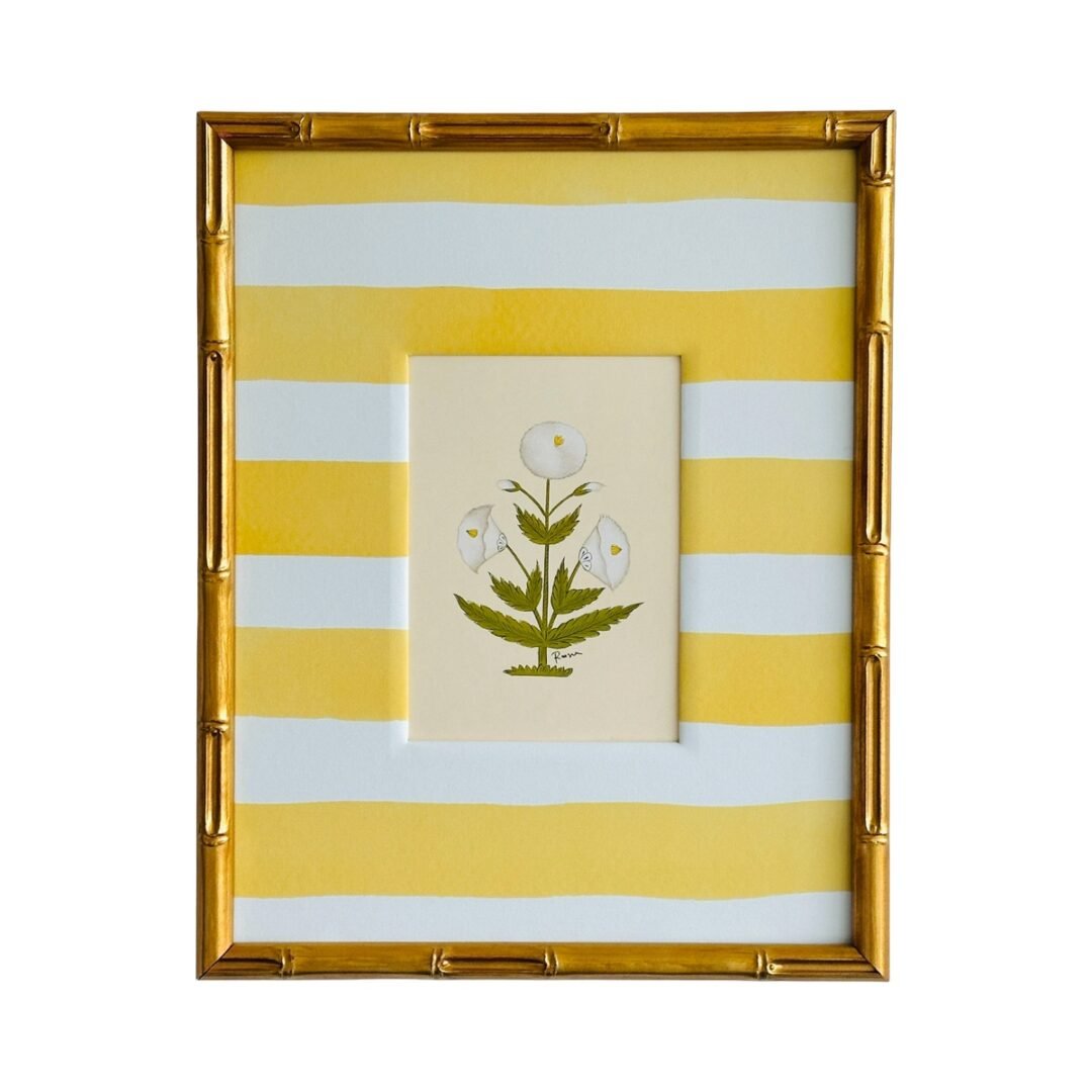 Hand-Painted Jaipuri White and green Floral Motif Painting