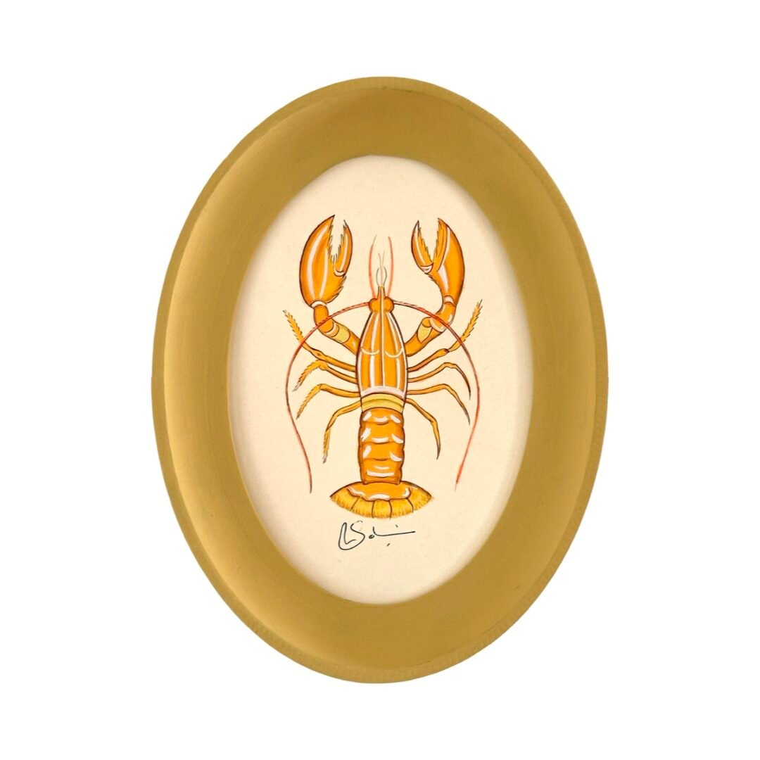 Hand-Painted Lobster Painting, Saffron
