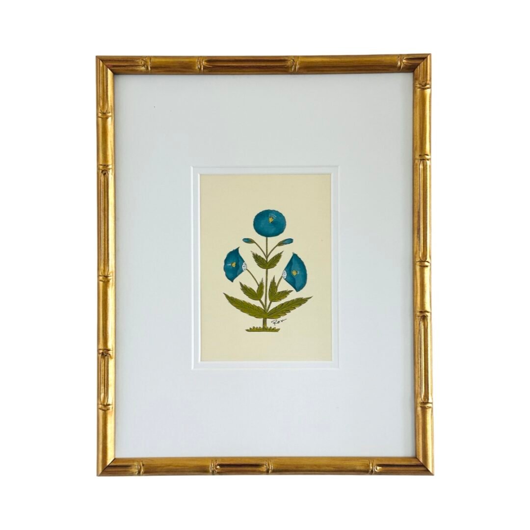 Hand-Painted Jaipuri Blue Floral Motif Painting