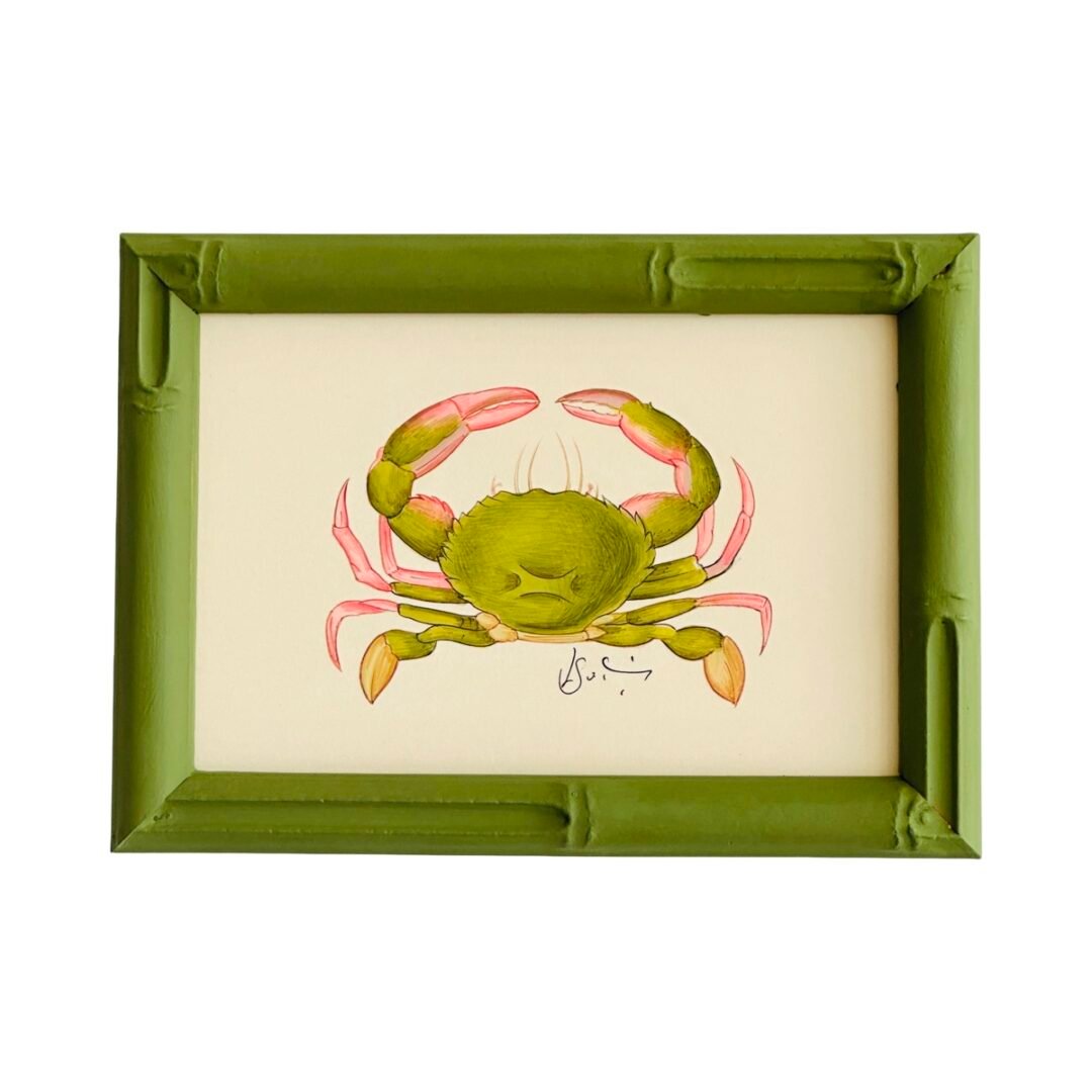 Hand-Painted Crab Painting, Wasabi