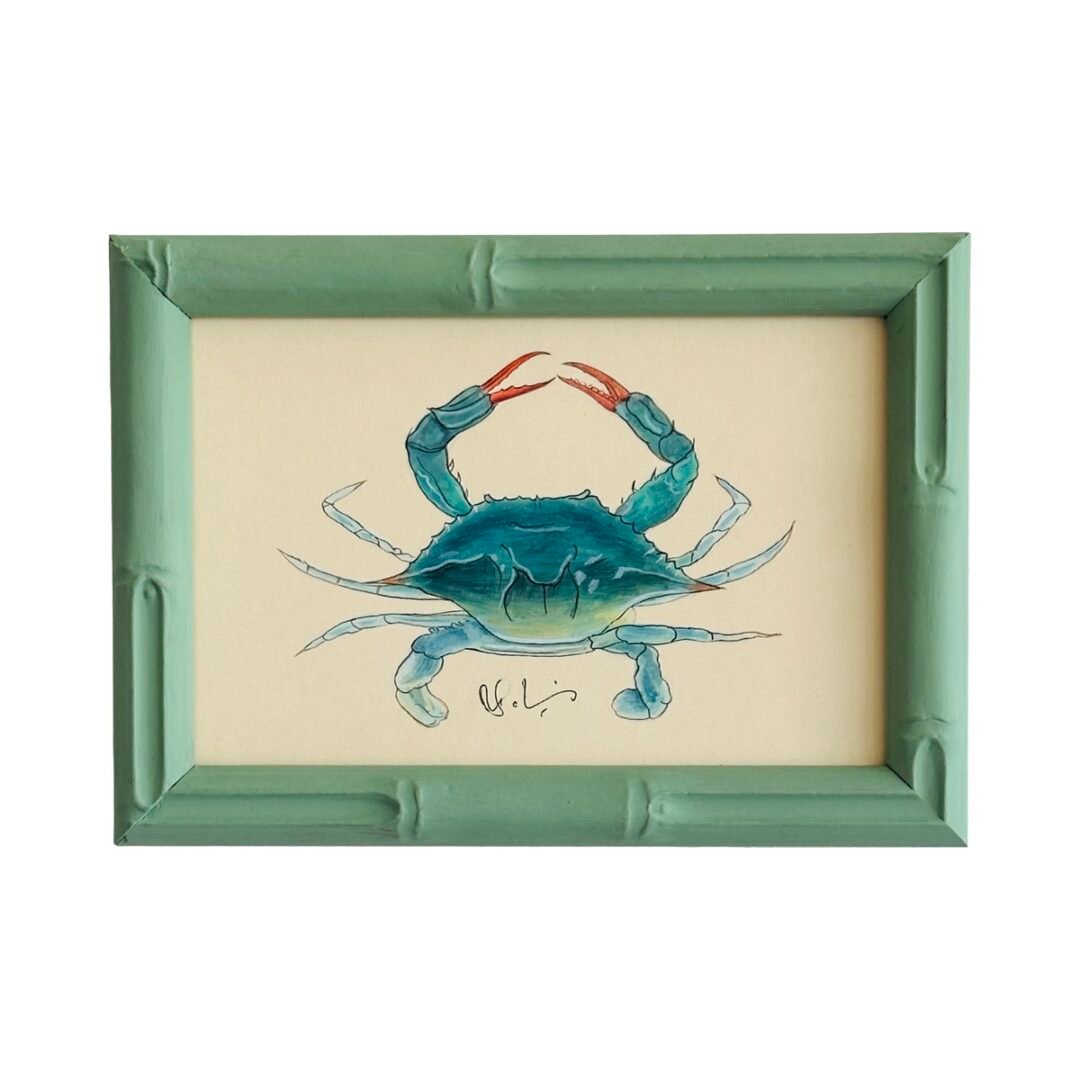 Hand-Painted Crab Painting, Seaweed